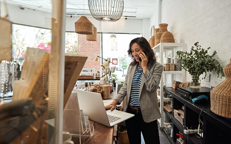 business owner on laptop